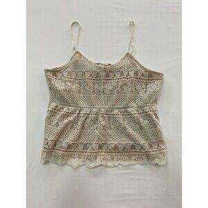 Maurices Boho Lace Peplum Cami Tank Top Cream Tan XL Cottagecore Coquette